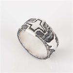 10 mm engraved silver with cross ornament bangle size 10½