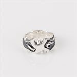 Star effect 15mm domed engraved silver ring size 12