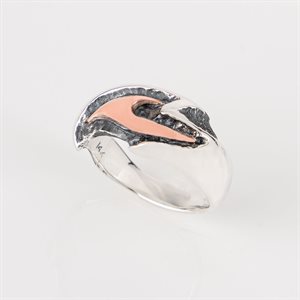 Engraved silver with rose gold ornament ring
